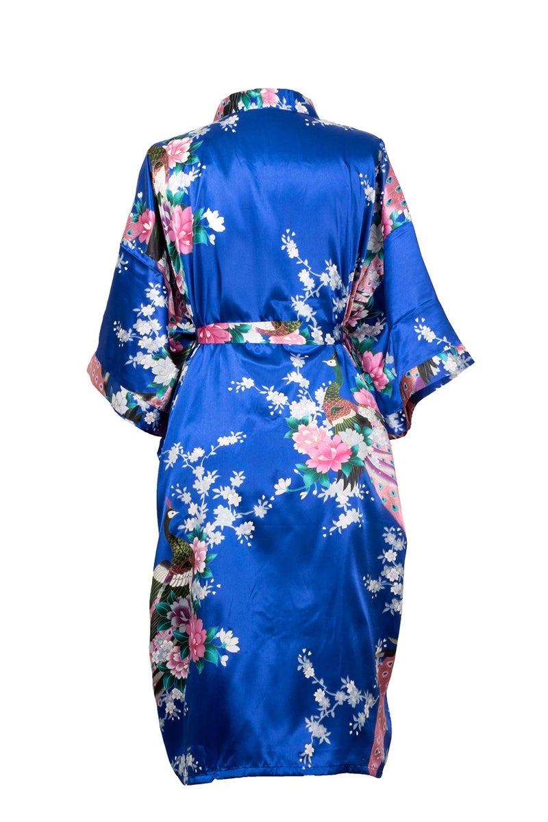CCcollections Kimono robe long 16 colors PREMIUM Peacock bridesmaid bridal shower womens gift (Blue Royal) - Image 5